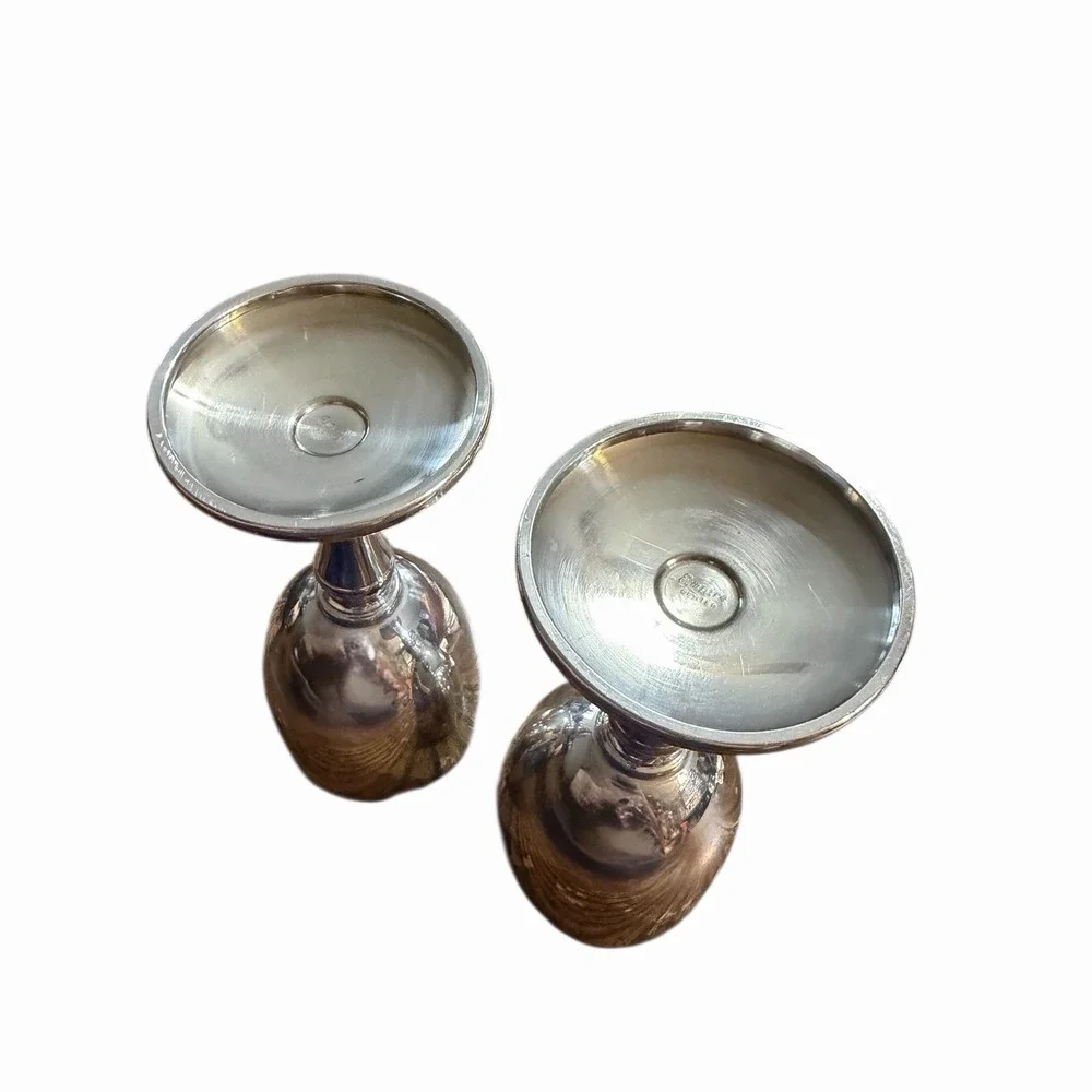 Empire Pewter Wine Water Goblets‎ Chalices Wedding Set of (2)